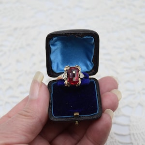 Vintage 10k Checkerboard Cut Synthetic Ruby Ring