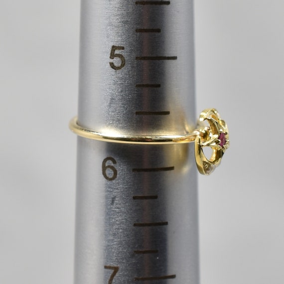 Victorian Gold Ruby Seed Pearl Crescent Star Ring… - image 7