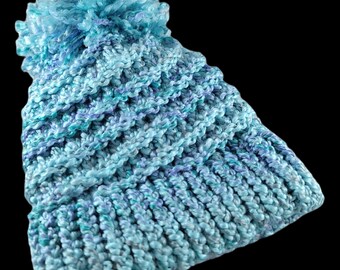 ❤️NEW!❤️ Handmade Winter Hat Blue, aqua, gray? Handmade Crochet Tweed Hat: Aqua Blue Winter Toque - Etsy main image 4