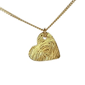 Fingerprint Necklace, Solid Gold Personalised Necklace with Fingerprint, Solid Gold Fingerprint Necklace, Solid Gold Heart Pendant