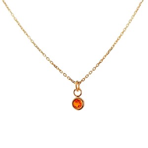 Fire Opal Necklace, Solid Gold Necklace with Tiny Fire Opal Gemstone, Everyday Natural Gemstone Necklace, October Birthstone Necklace