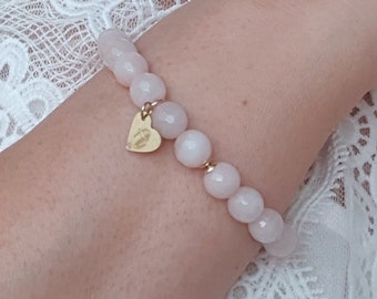 Natural Rose Quartz Gemstones, Bracelet Made with Natural Gemstones, Gemstone for Love, Pale Pink Bracelet, Solid gold or Sterling Silver