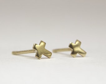 Tiny Cross Earrings -14ct Solid Gold, 9ct Solid Gold Or Silver- Handmade in London- Hypoallergenic Perfect for Everyday- High Quality