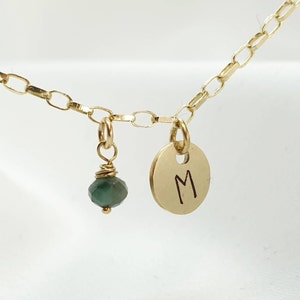 Pulsera de oro macizo, pulsera con piedra de nacimiento, pulsera personalizada, pulsera de oro macizo, regalo personalizado, regalo para ella, pulsera con inicial