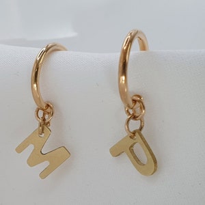 Aros de oro macizo con iniciales, aros de plata de ley con iniciales, pendientes personalizados, lindo regalo para alguien especial, uso para toda la vida