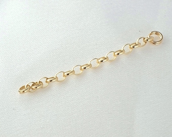 Solid Gold Extender Chain, Easy to Attach, Extender Chain for Bracelets and Necklaces, Strong Links, Available in Different Length