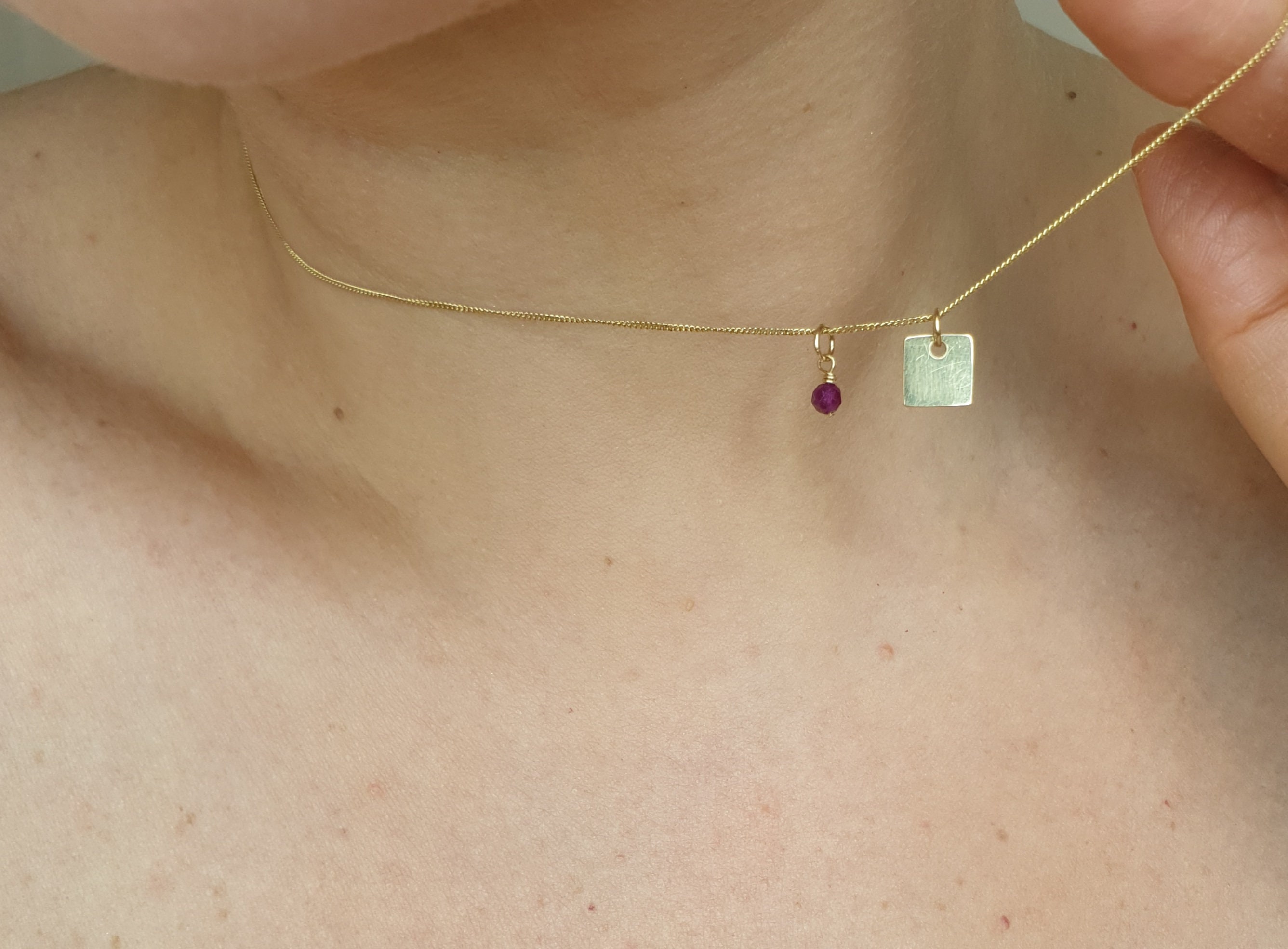 Solid Gold Birthstone Necklace Initial Necklace 18ct Gold | Etsy