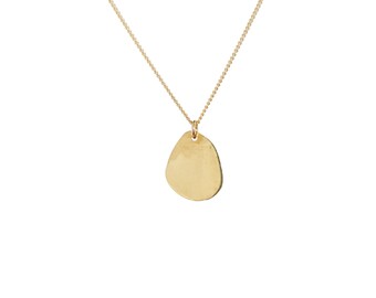 Organic Shape Pendant in Solid Gold or Sterling Silver, Can be Engraved from Both Sides, Unique Shape Pendant, Contemporary Necklace