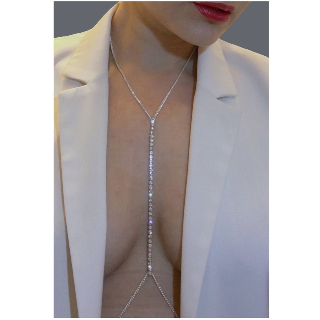 Sterling Silver Body Chain, Dainty Body Chain, Body Chain With Diamonds