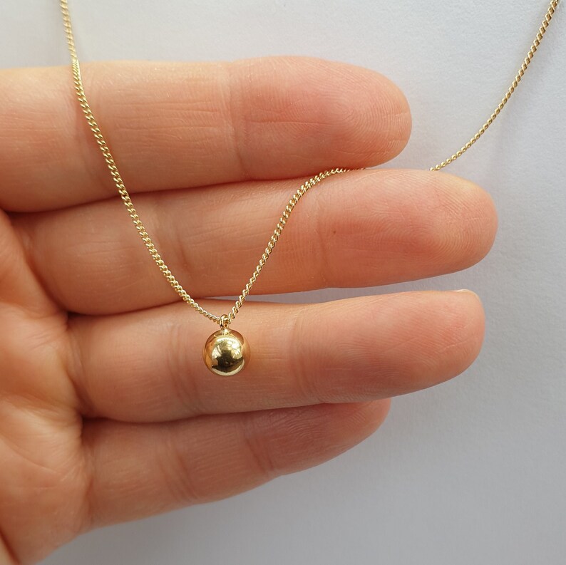 Gold Ball Charm Necklace Gold Filled Ball Pendant Sterling Etsy