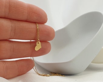 Tiny Heart Necklace in Solid Gold and Sterling Silver, Dainty Necklace with Heart, Everyday Necklace, Lifelong Wear Necklace, No Tarnishing