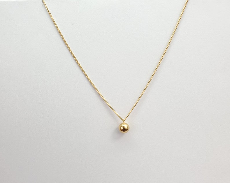 Gold Ball Charm Necklace Gold Filled Ball Pendant Sterling Etsy