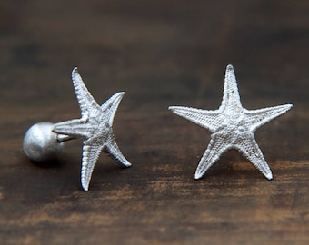 Asterioulis_ single or pair of earrings_tiny silver star-shell stud earring_ womens_mens_ girl earrings_womens gift_Ariadni Kypri