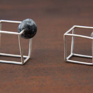 Almost Cube, by Ariadni Kypri, cube silver ring with beach pebble, beach pebble ring_YDOR collection image 9