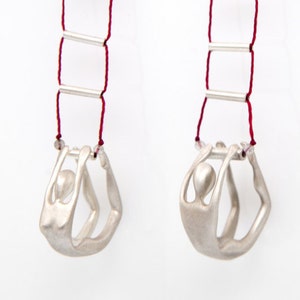 Nicole/Nicolas on Rope Ladder_single or pair earrings_silver stud earring, gift for acrobat_by Ariadni Kypri_CircuS Collection
