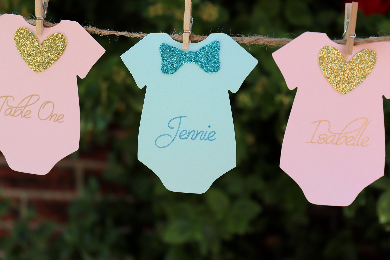 Baby Shower Place Cards Onesie Clothesline Place Cards Baby Etsy