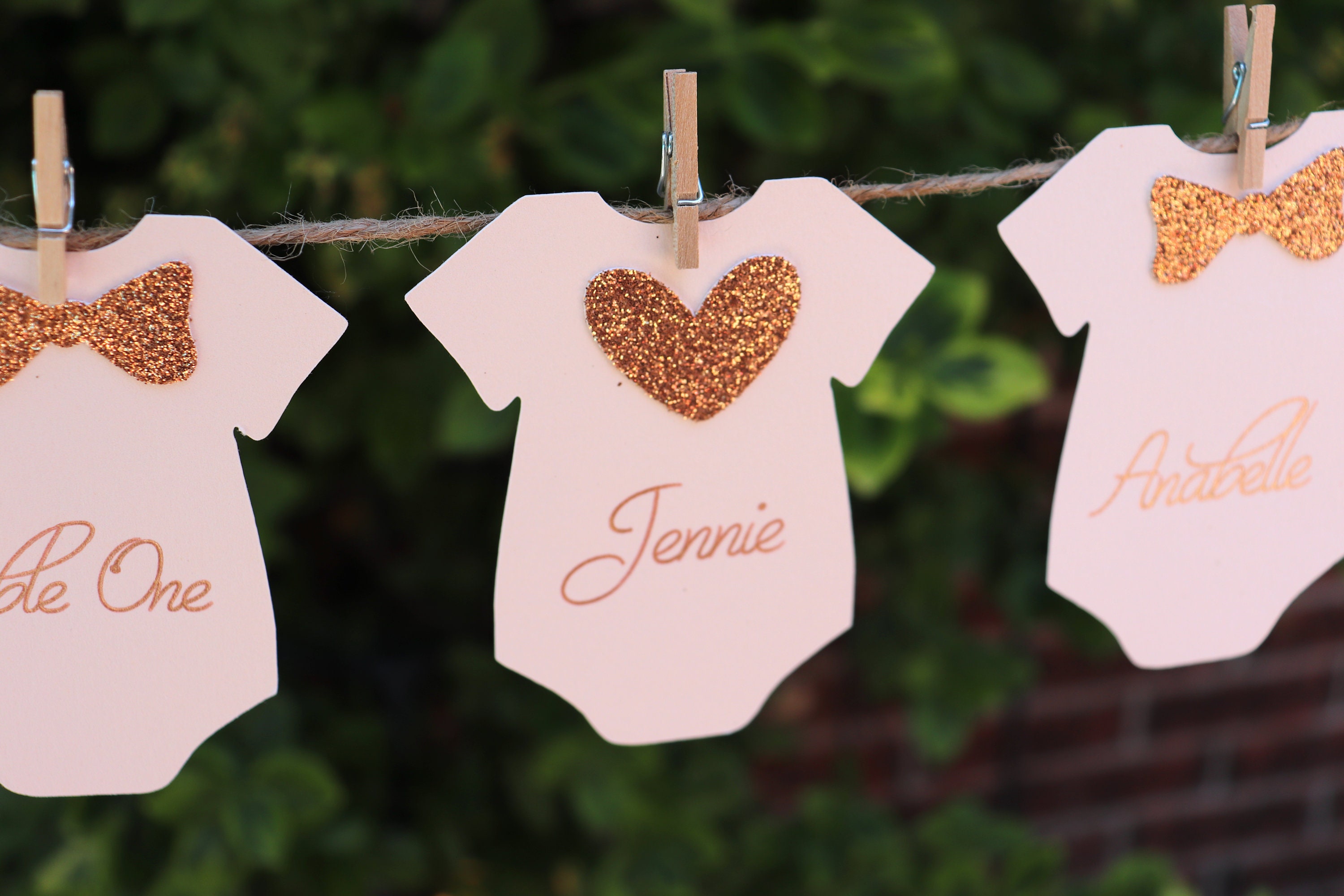 Baby Shower Place Cards Onesie Clothesline Place Cards Baby Etsy