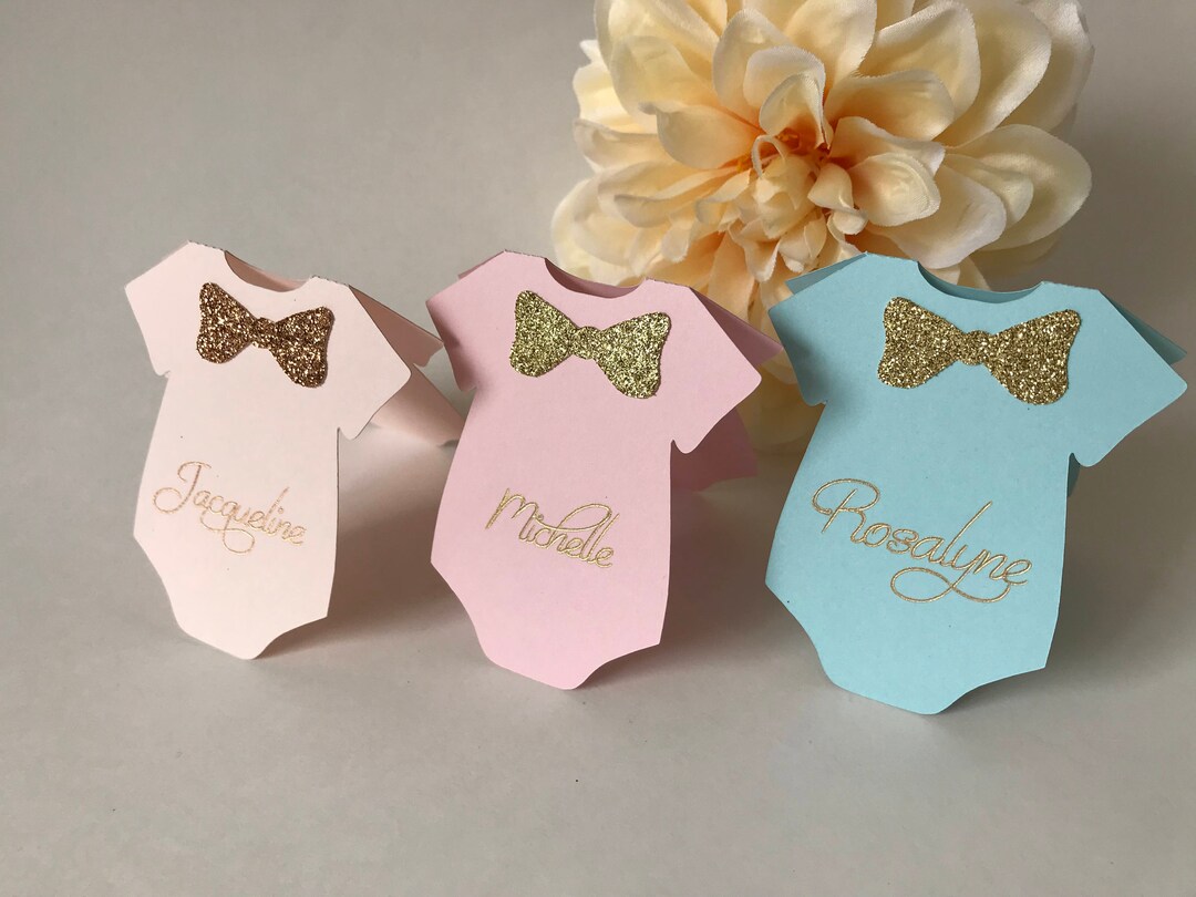 Baby Shower Place Cards, Baby Shower Seating Chart, Onesie Place Cards ...