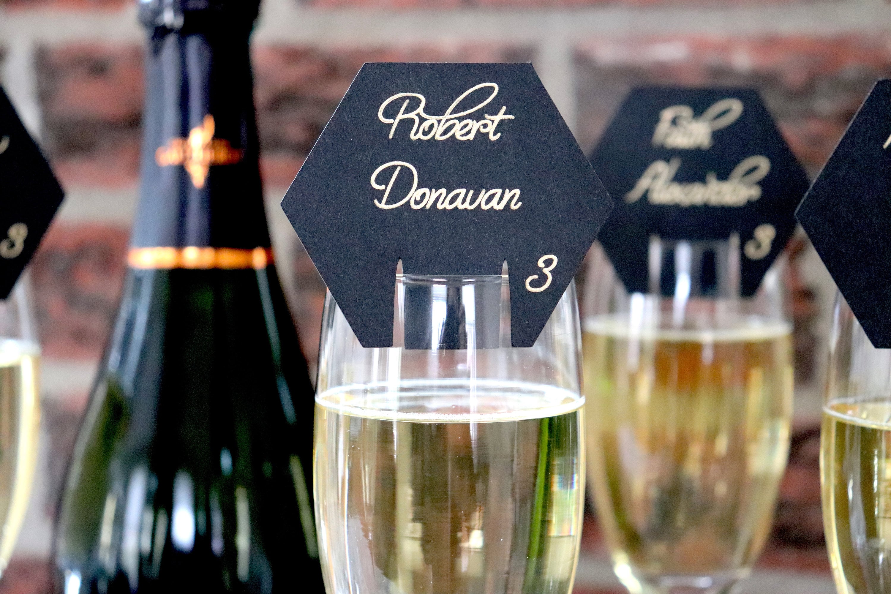 Rose Gold Moet Champagne Escort Cards