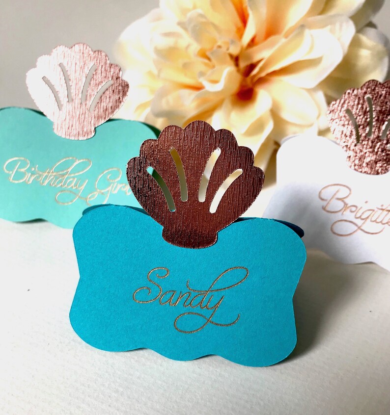 Under the Sea Birthday Seashell Place Cards Mermaid Place Etsy