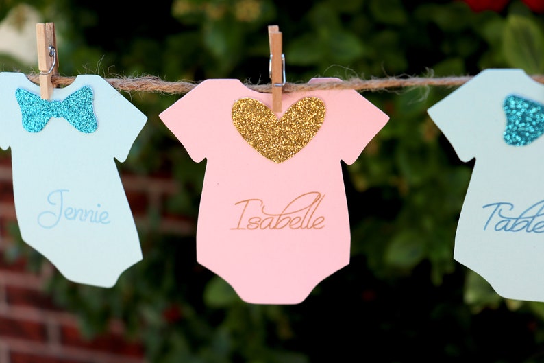 Baby Shower Place Cards Onesie Clothesline Place Cards Baby Etsy