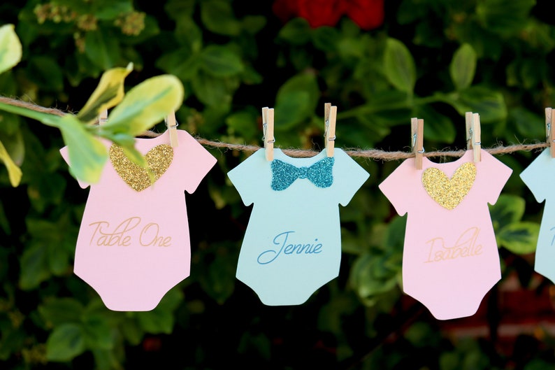 Baby Shower Place Cards Onesie Clothesline Place Cards Baby Etsy
