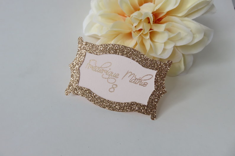 Personalized Place Cards Rose Gold Place Cards Wedding Place Cards Calligraphy Place Cards Custom Place Cards Glitter Place Cards