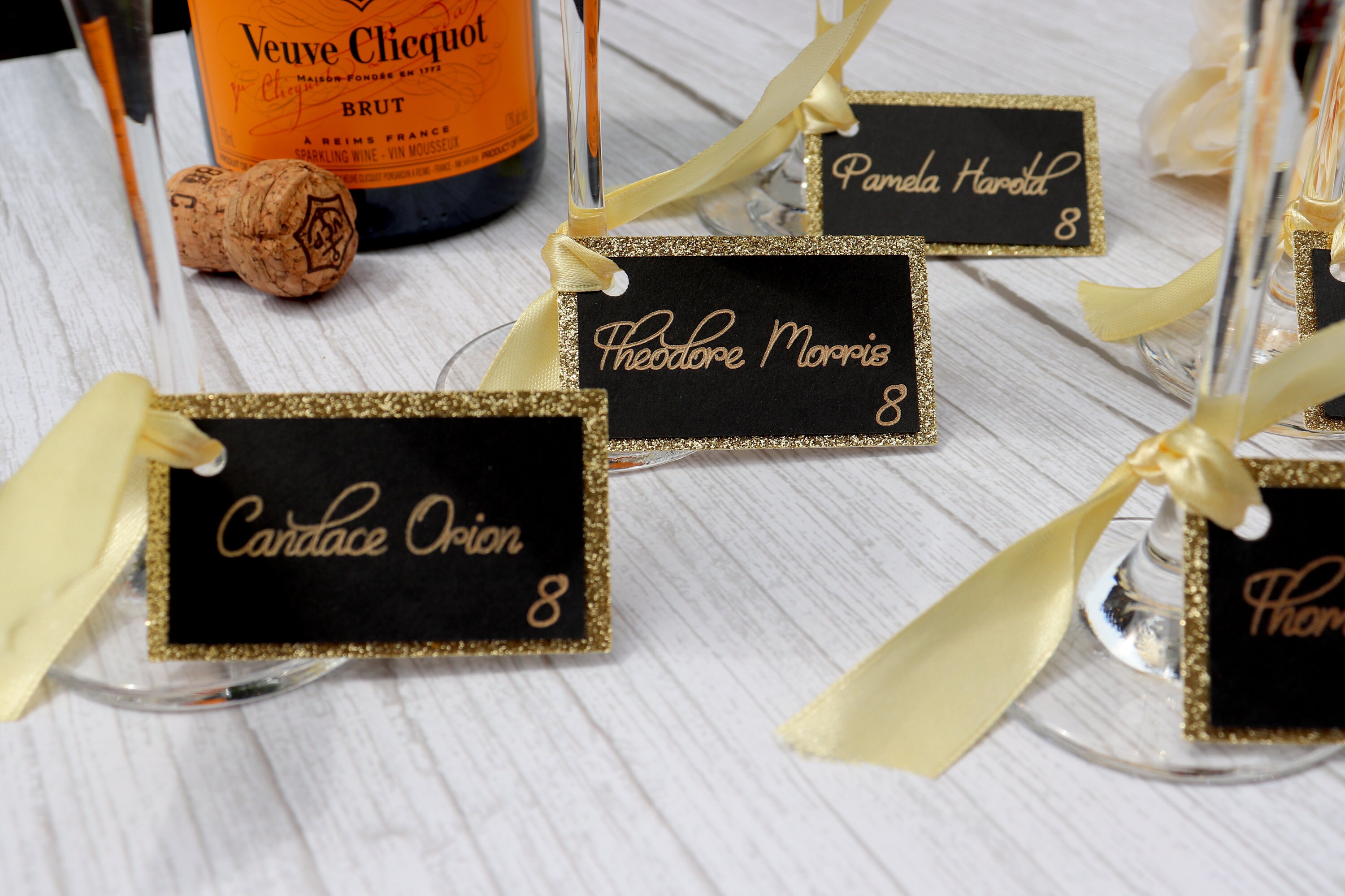 Champagne Escort Card Tags Champagne Flute Escort Cards Etsy