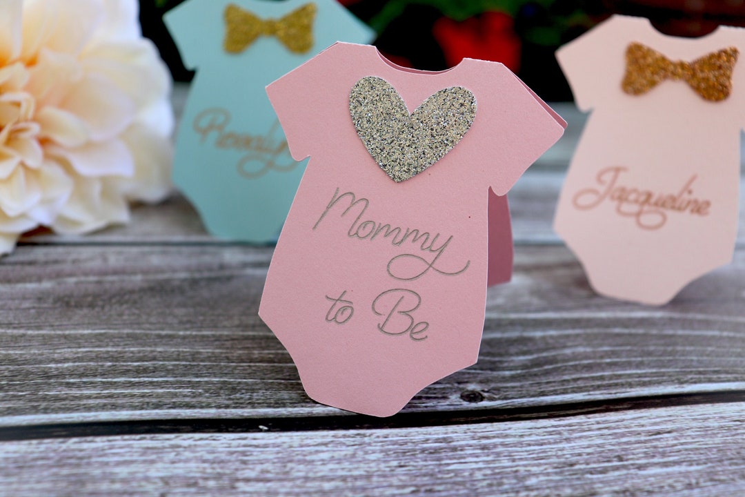 Baby Shower Place Cards, Baby Shower Decor, Onesie Place Cards, Baby