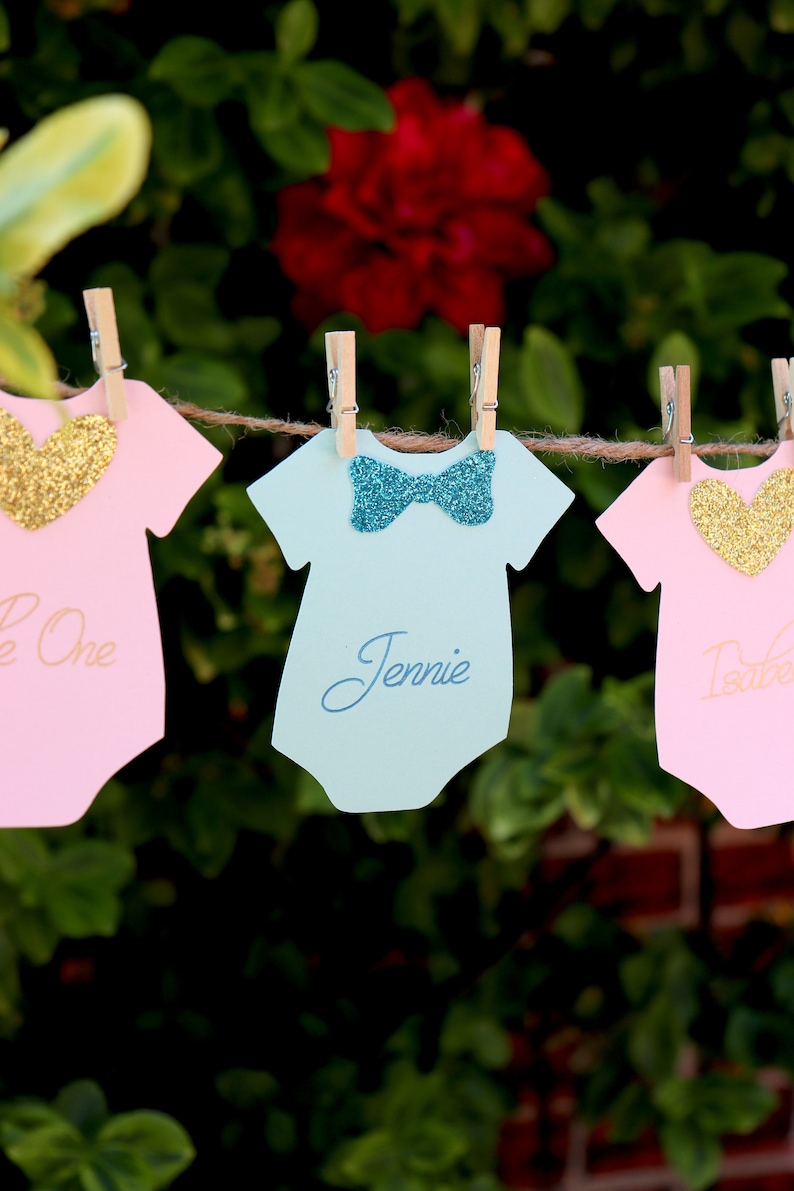 Baby Shower Place Cards Onesie Clothesline Place Cards Baby Etsy