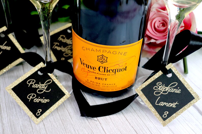 Champagne Flute Escort Cards Drink Escort Card Tags Diamond Etsy