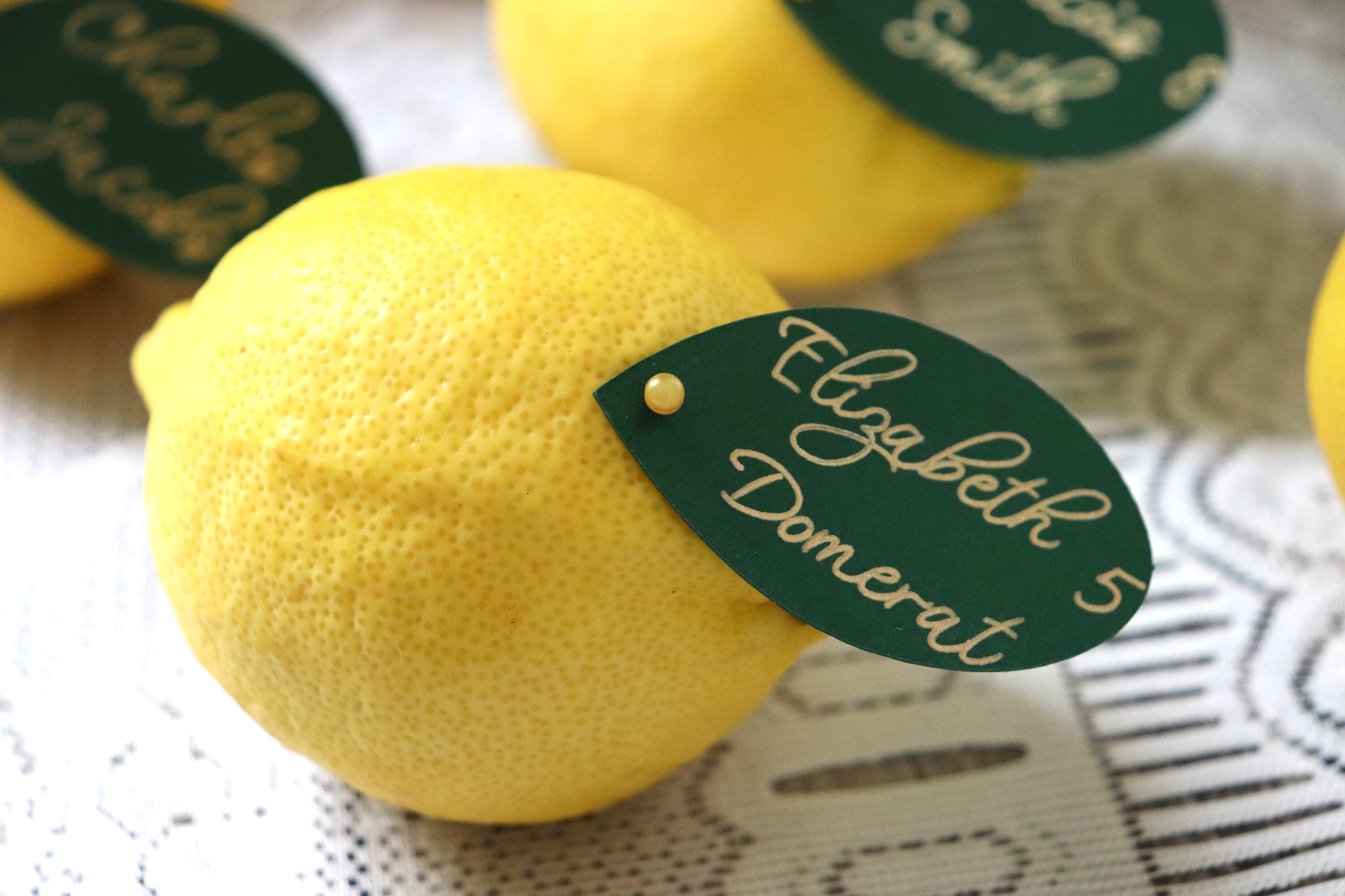 Lemon Place Cards Lemon Leaf Place Cards Lemon Escort Cards | Etsy