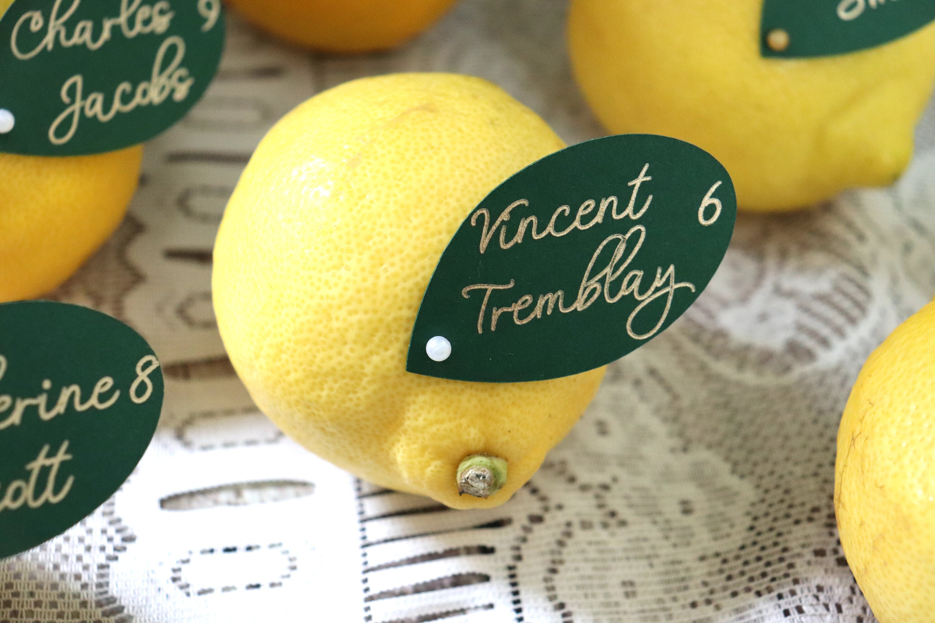 Lemon Place Cards Lemon Leaf Place Cards Lemon Escort Cards | Etsy Canada