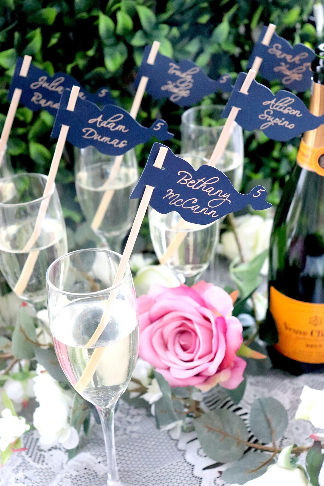 Flag Escort Cards, Flag Stirrers, Champagne Escort Cards, Drink Escort ...