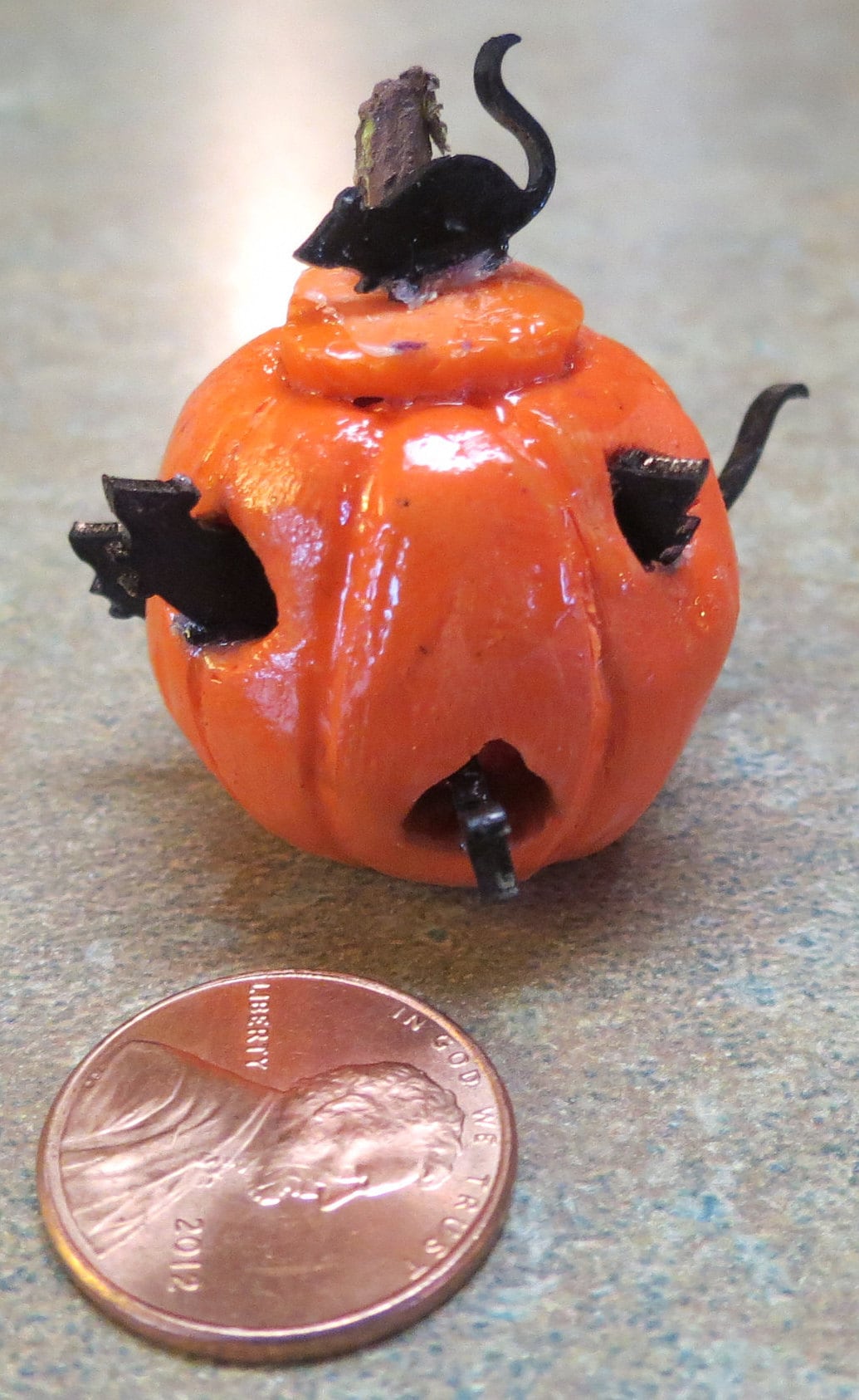 Halloween Dollhouse miniature pumpkin with mice | Etsy