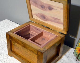 Handcrafted Rustic Cedar Lined Treasure Box, Keepsake Box, Wood Jewelry Box