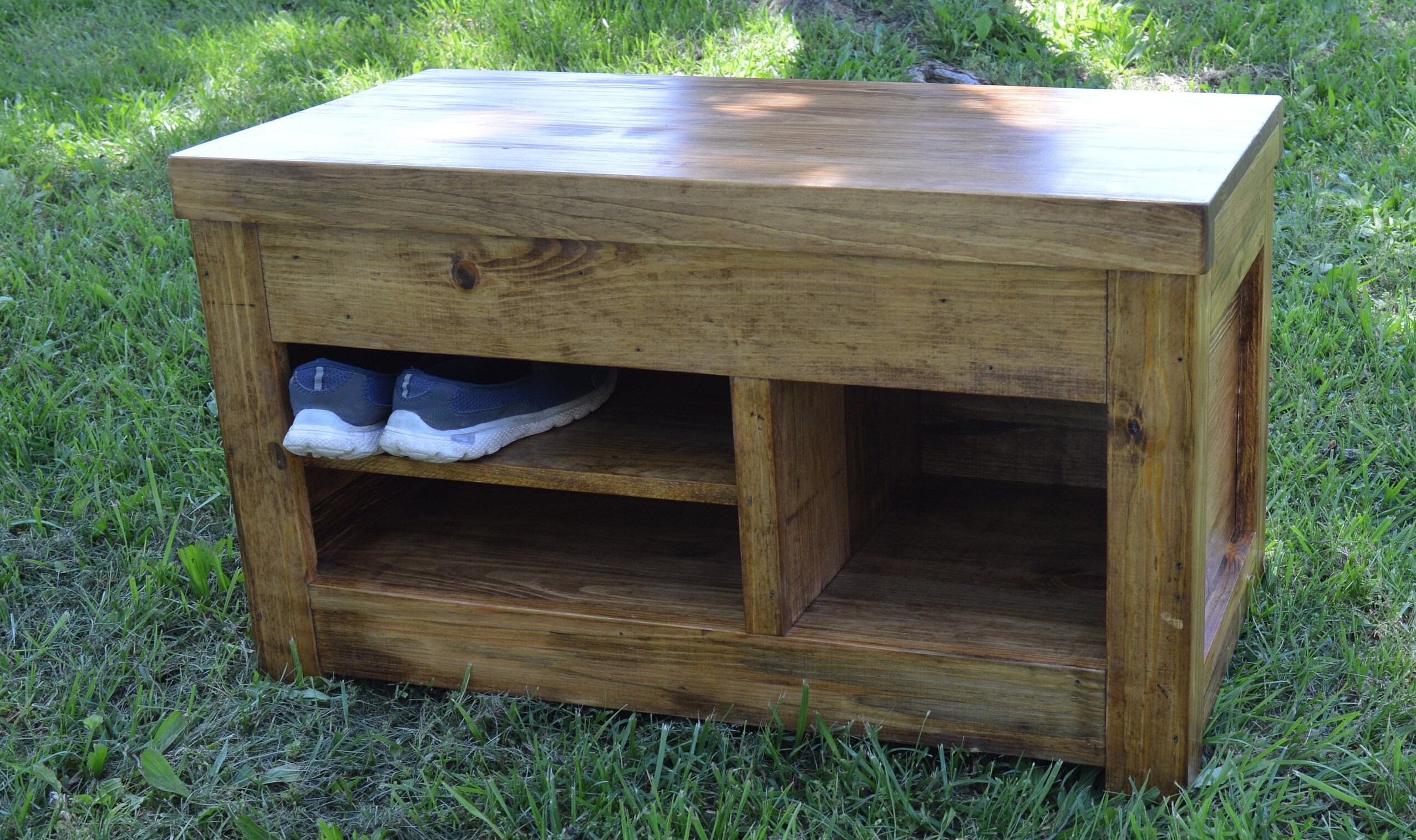 Rustic Entryway Bench with Storage Wood Shoe Cubby Bedroom Etsy
