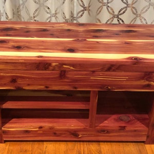 Cedar Entryway Bench with Storage, Wood Shoe Cubby, Bedroom Furniture, Coffee Table