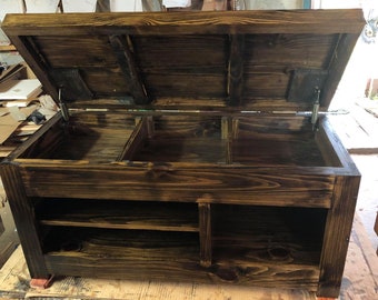 Large Rustic Entryway Bench, Storage, Shoe Storage, Christmas Gift,