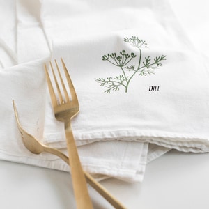 Herb Kitchen Towels - 4-Set - Basil, Sage, Dill and Oregano - Dish Towels, Tea Towels, Flour Sack Towels, Kitchen Decor
