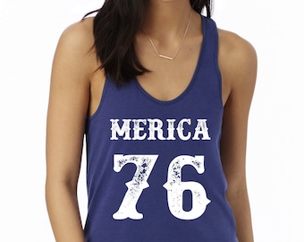 MERICA '76 - Womens July 4th Tank, Fourth of July Tank Top, Graphic Tank, Patriotic Tank