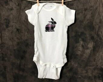 Plaid Bunny - Baby Bodysuit - Nature Baby Clothes, Nature Baby Outfit, Baby Shower Gift