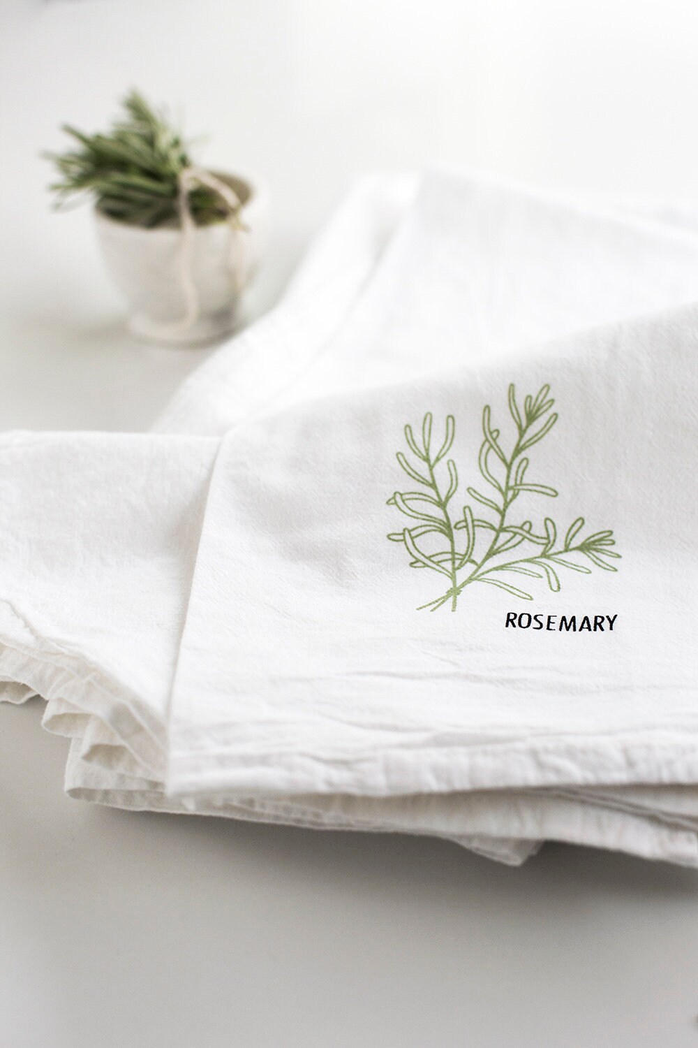 Herb Kitchen Towels 4set Parsley, Arugula, Rosemary and Cilantro Dish