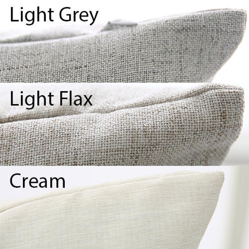 May include: Close-up of three fabric swatches labeled "Light Grey", "Light Flax", and "Cream". The fabrics have a textured weave, with the "Light Grey" and "Light Flax" appearing in neutral tones, and the "Cream" swatch in a soft off-white.