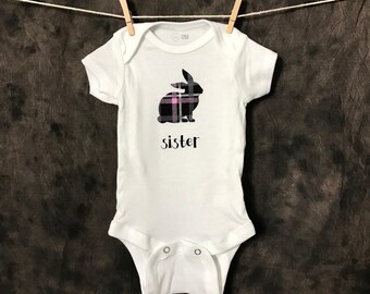 Sister Bunny - Plaid - Baby Bodysuit - Nature Baby, Baby Clothes, Baby Shower Gift