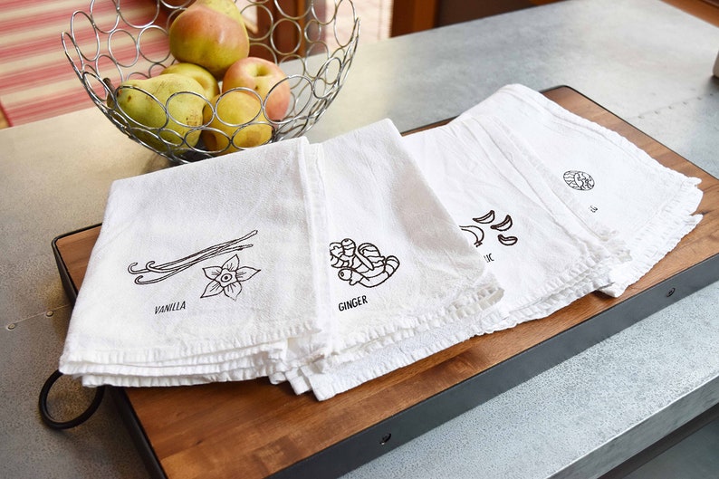 Herb Spice Kitchen Towels Individual 12 Designs Dish Towels, Tea Towels, Flour Sack Towels, Kitchen Decor image 3