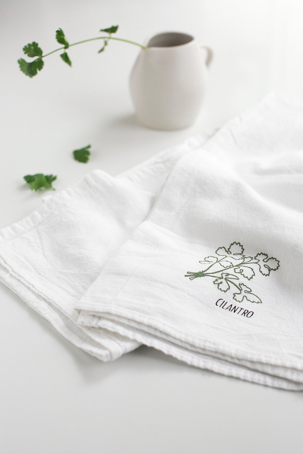 Herb Kitchen Towels 4set Parsley, Arugula, Rosemary and Cilantro Dish