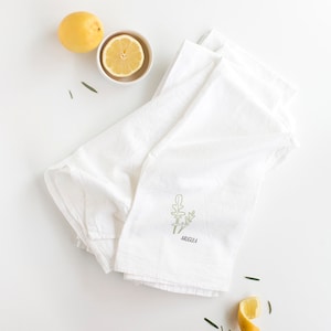 Herb Kitchen Towels - 4-Set - Parsley, Arugula, Rosemary and Cilantro - Dish Towels, Tea Towels, Flour Sack Towels, Kitchen Decor