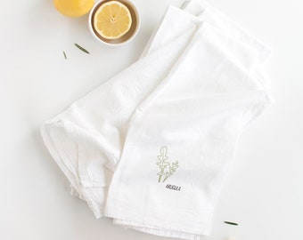 Herb Kitchen Towels - 4-Set - Parsley, Arugula, Rosemary and Cilantro - Dish Towels, Tea Towels, Flour Sack Towels, Kitchen Decor