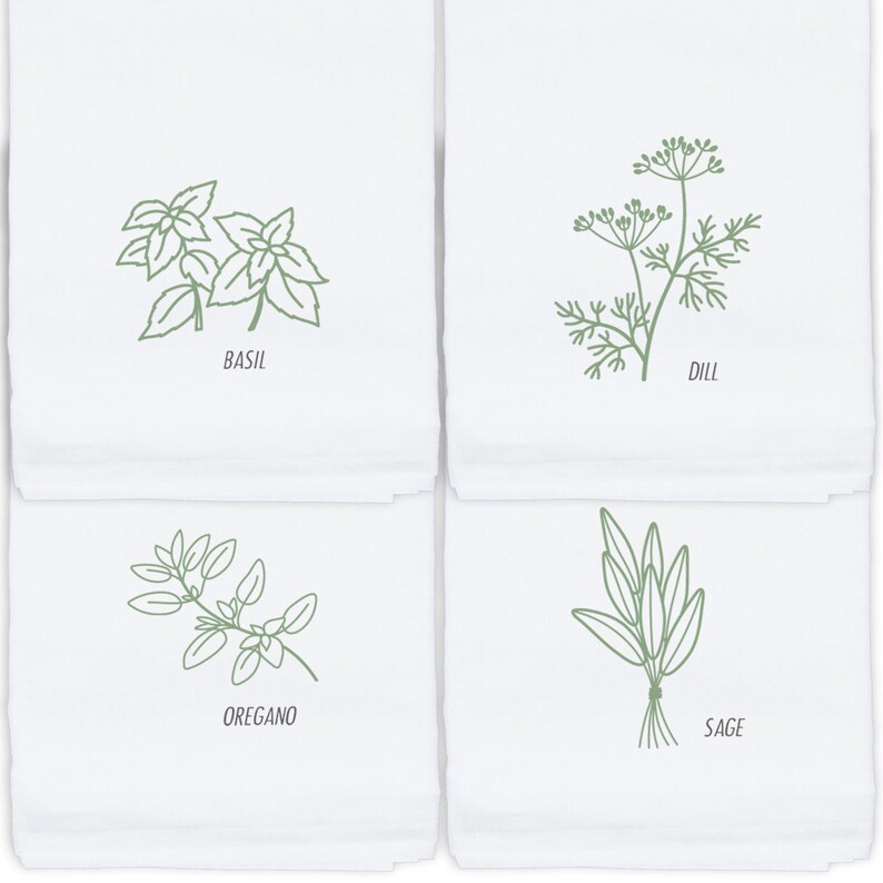 Herb Spice Kitchen Towels Individual 12 Designs Dish Towels, Tea Towels, Flour Sack Towels, Kitchen Decor image 5
